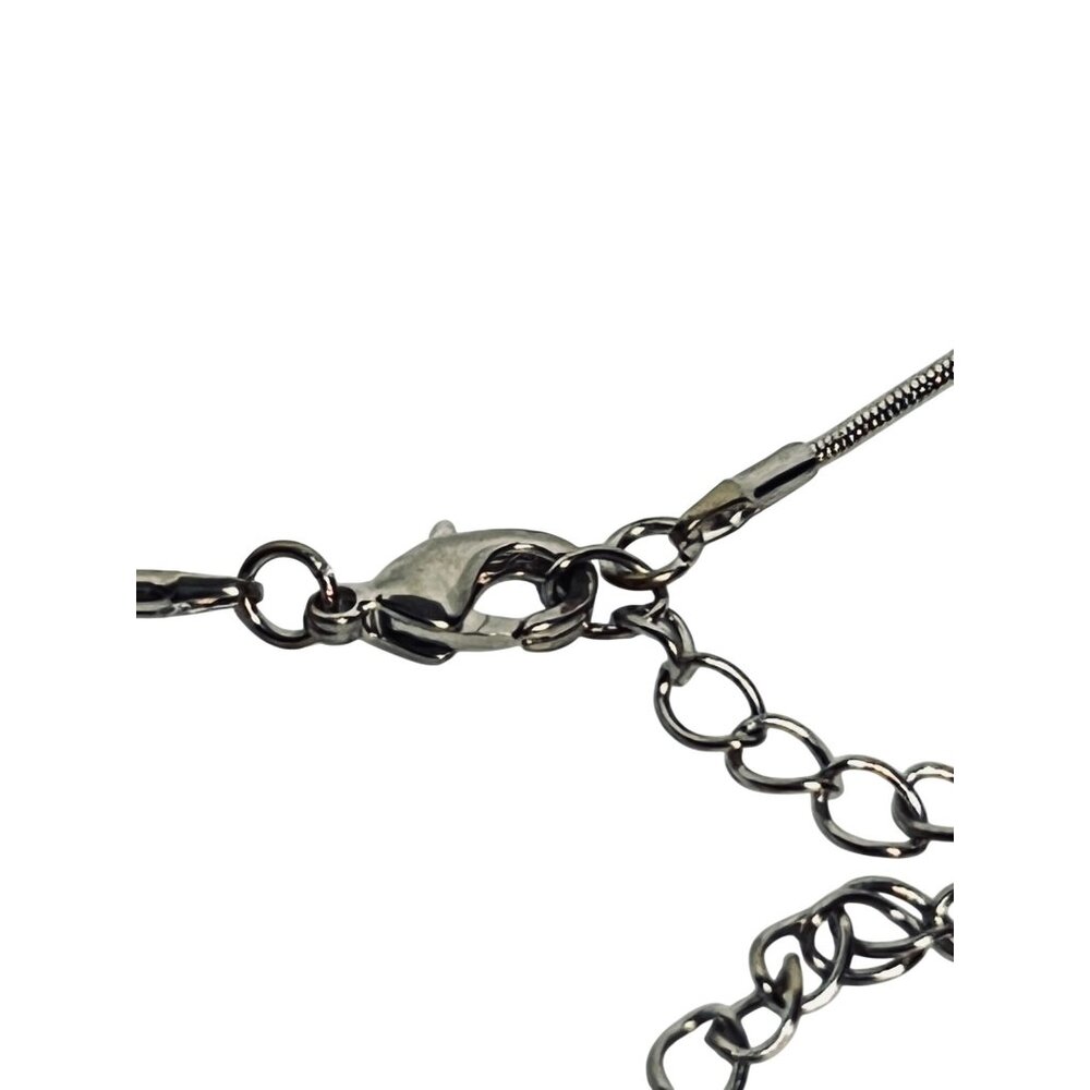Kirks Folly Silver Tone Snake Chain Necklace W/ Rhinestone Heart Pendant (6280) - Picture 8 of 8